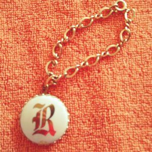 Vintage R Initial  Bangle Gold Plate Bracelet